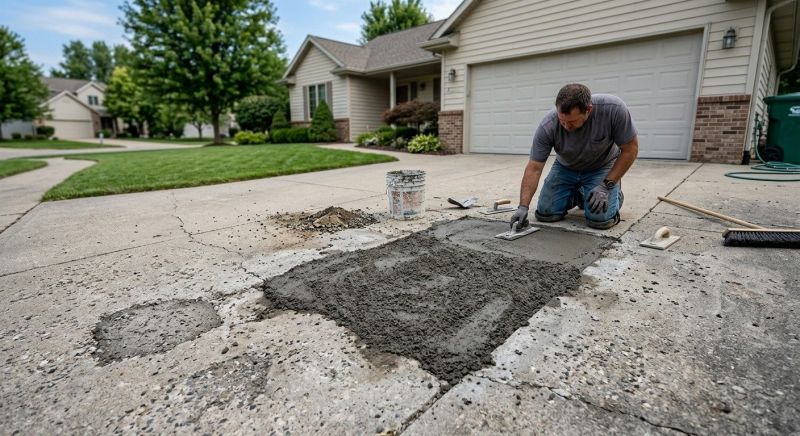 Concrete Driveway Crack Repair in West Des Moines, IA