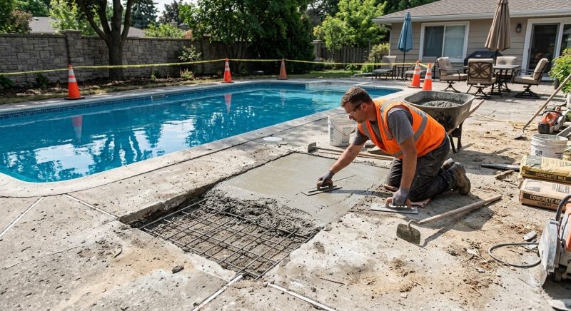 Concrete Pool Deck Repair in West Des Moines, IA